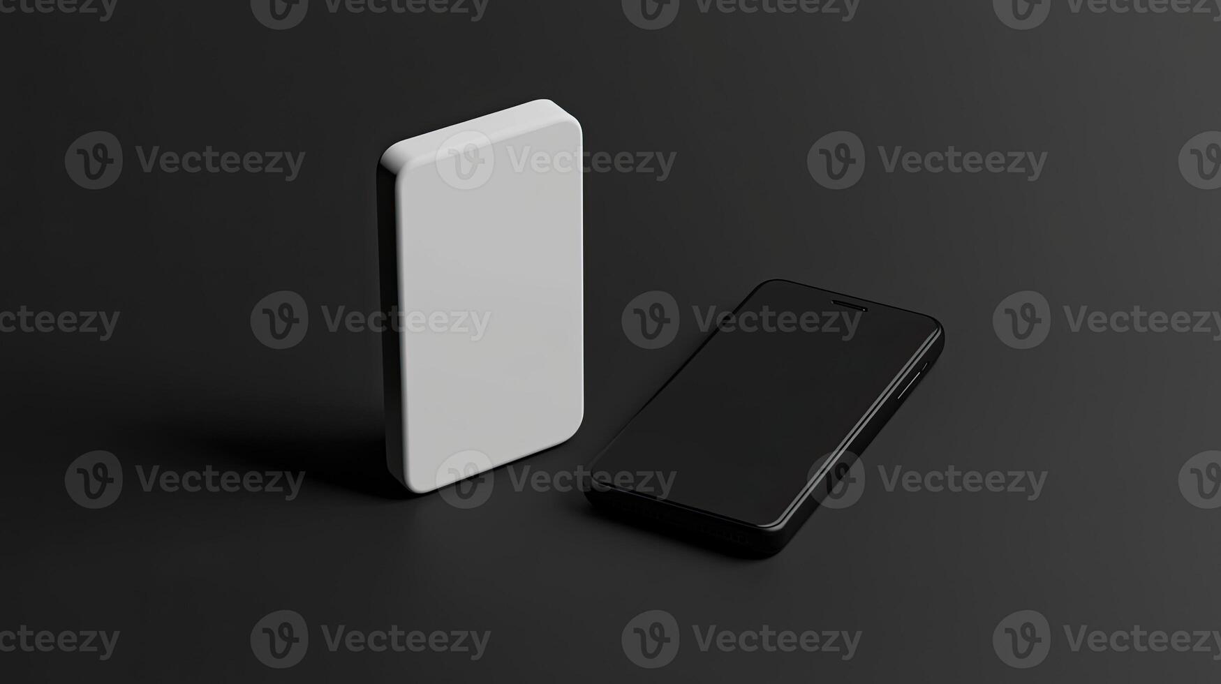 Smartphone with blank screen placed on background surface photo