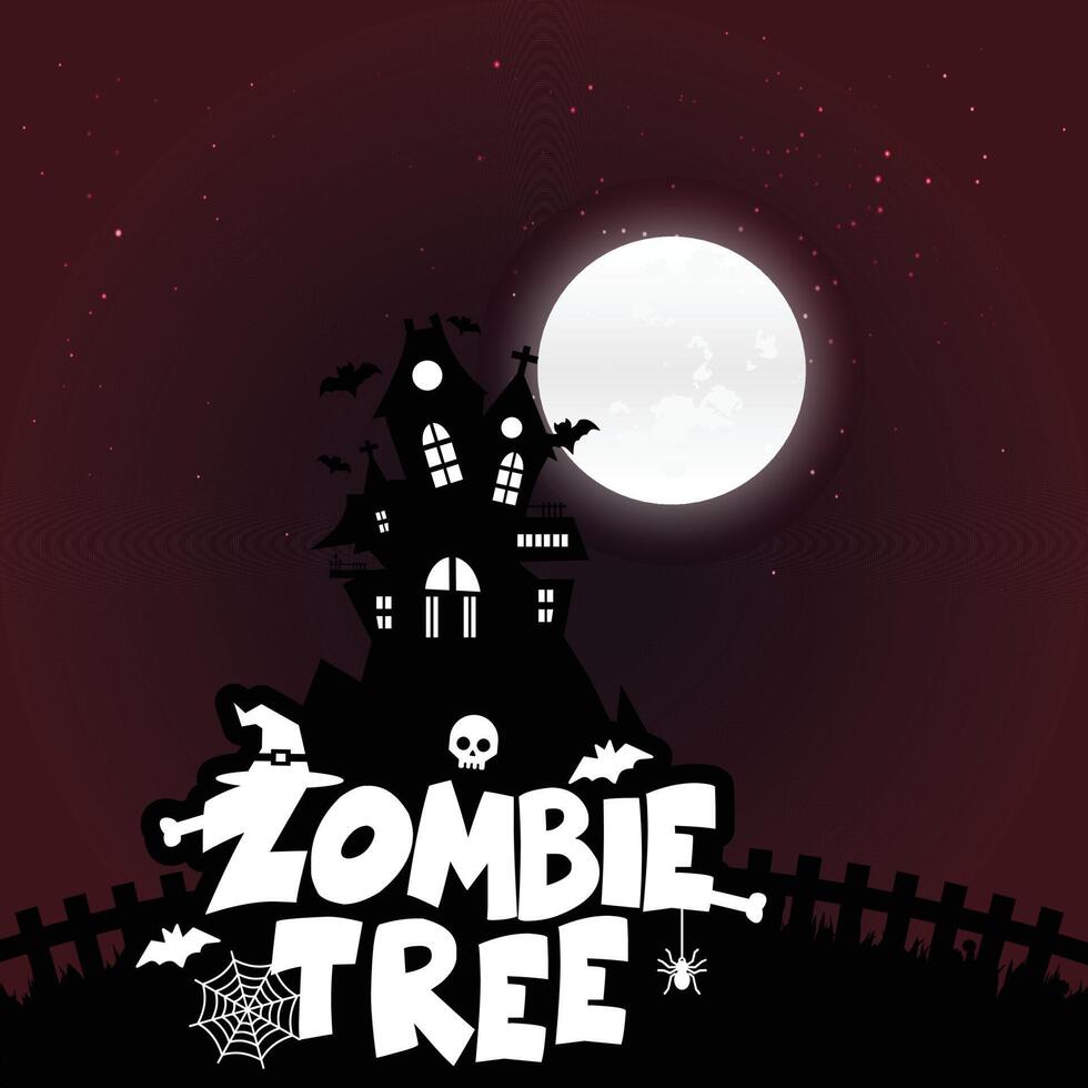 Zombie tree halloween background vector