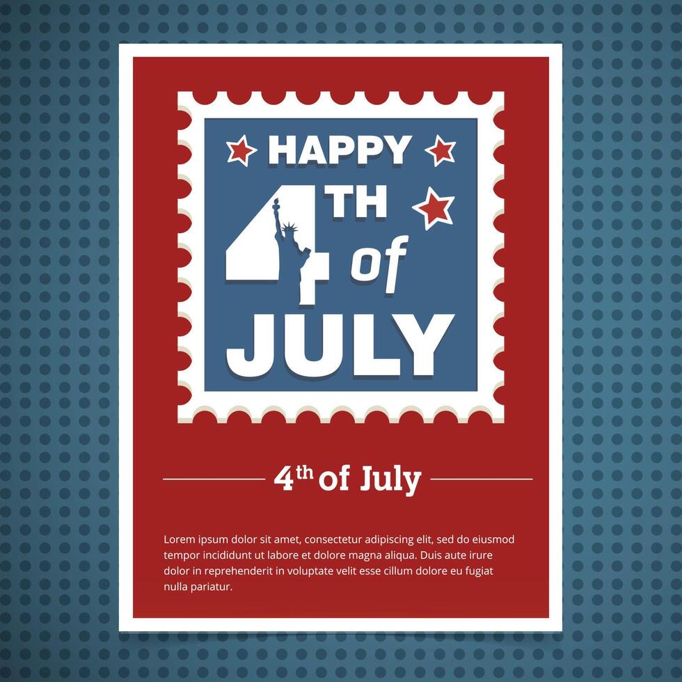 Happy fourth of july card with stamp and text vector