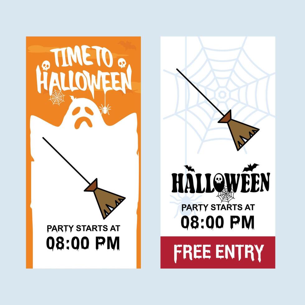 Happy Halloween invitation design with broom element vector