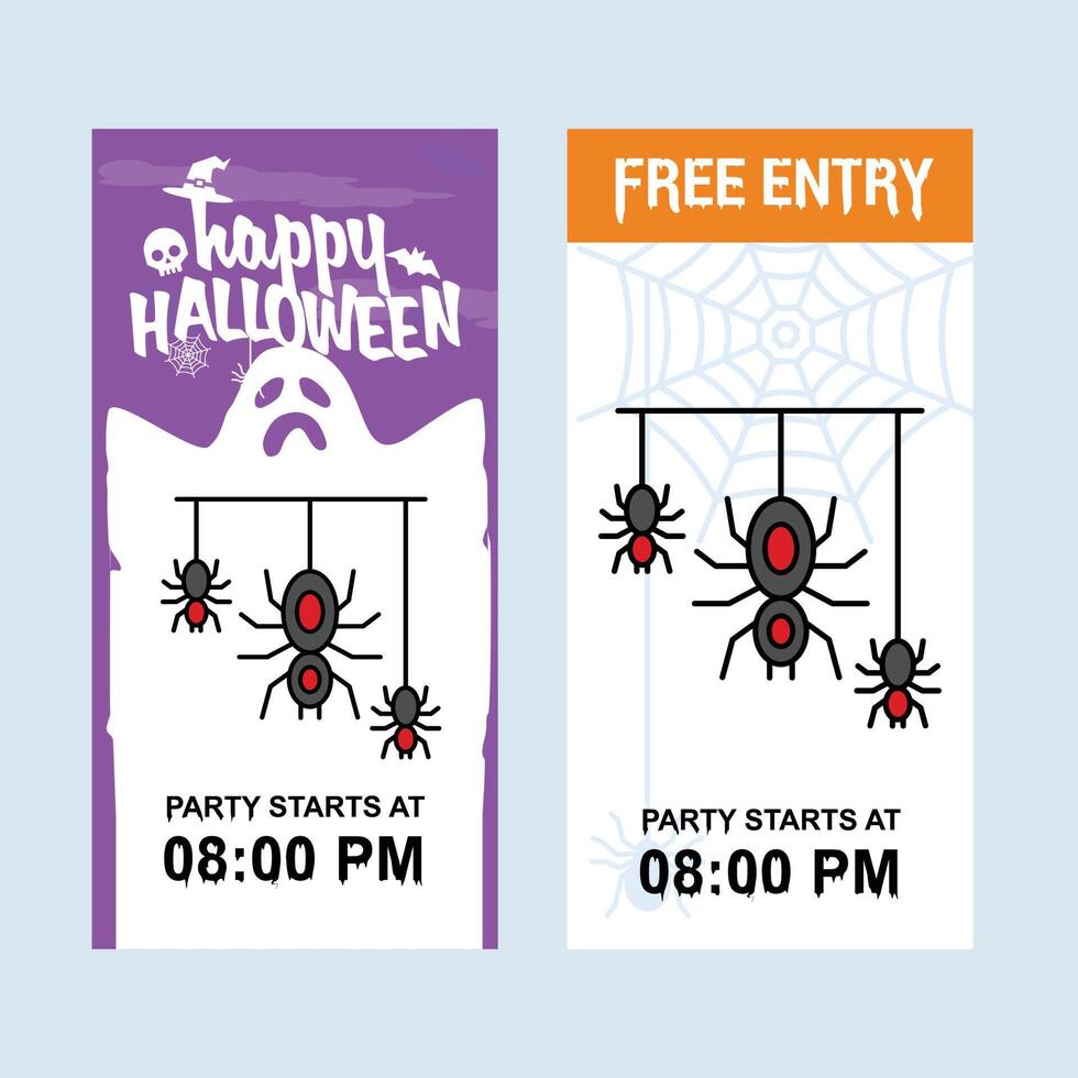 Happy Halloween invitation design with spider element vector