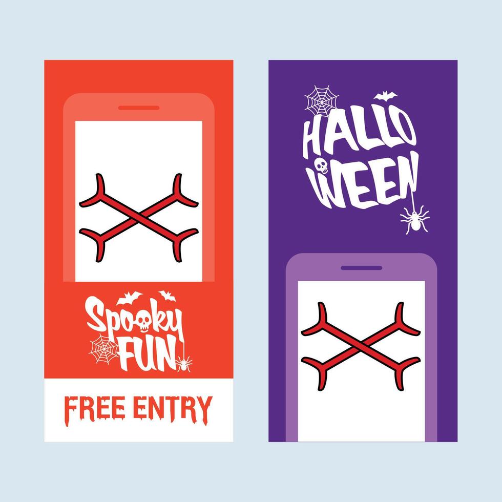 Happy Halloween invitation design with bones element vector