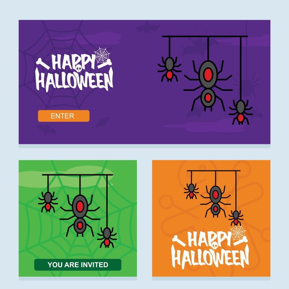 Happy Halloween invitation design with spider element vector