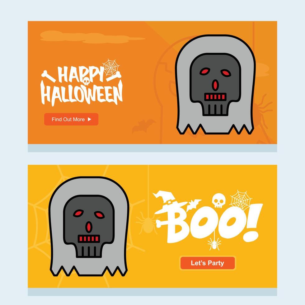 Happy Halloween invitation design with skull element vector