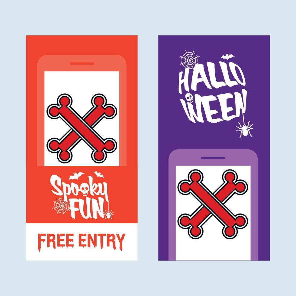 Happy Halloween invitation design with bones element vector