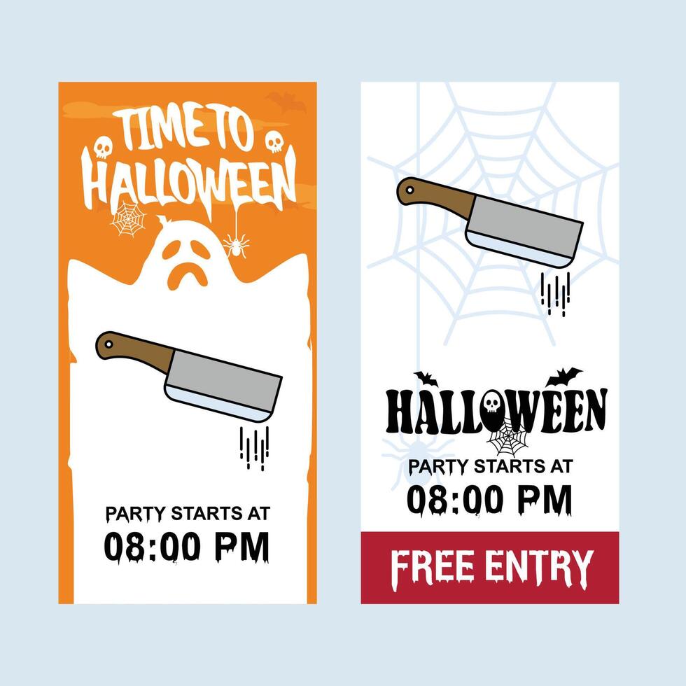 Happy Halloween invitation design with knife element vector
