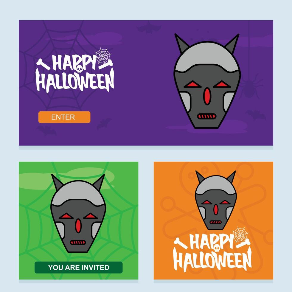 Happy Halloween invitation design with skull element vector