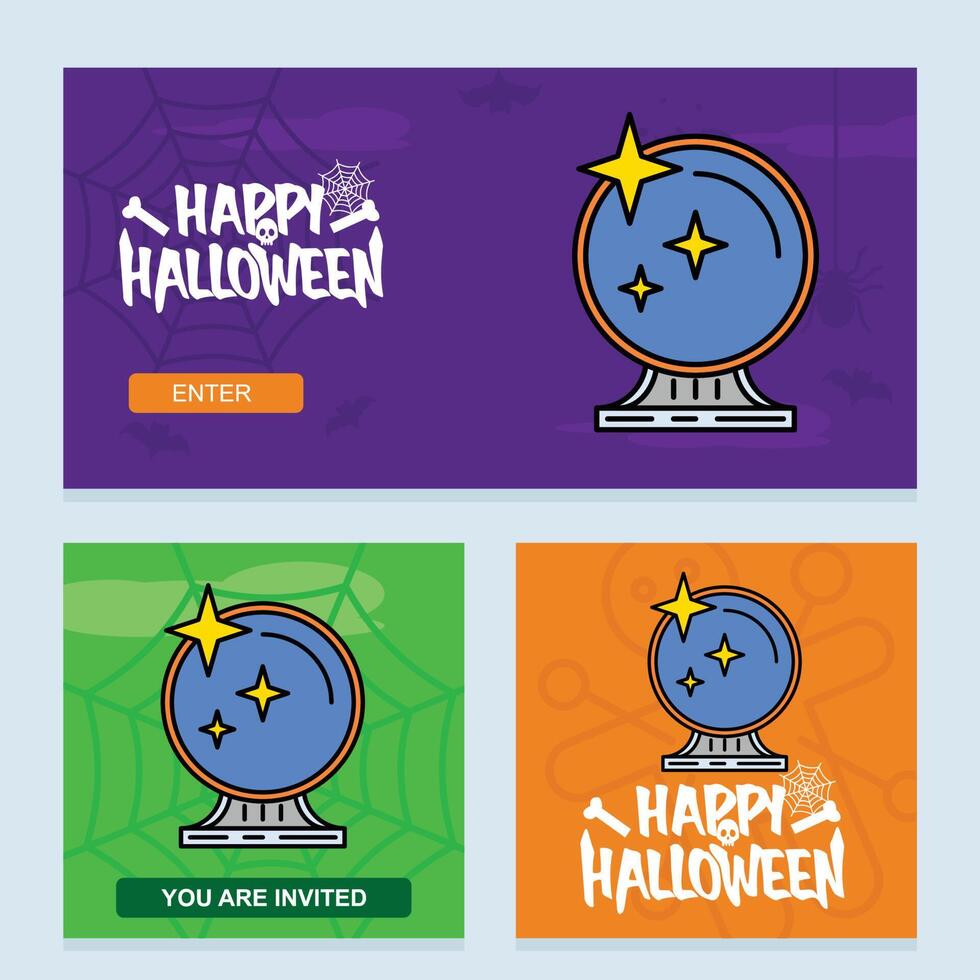 Happy Halloween invitation design with mirror element vector