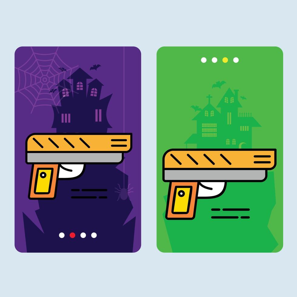 Happy Halloween invitation design with gun element vector
