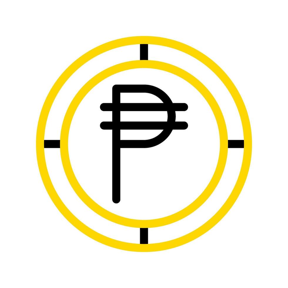Philippine peso currency icon. financial coin symbol with modern color outline style. editable stroke illustration. vector