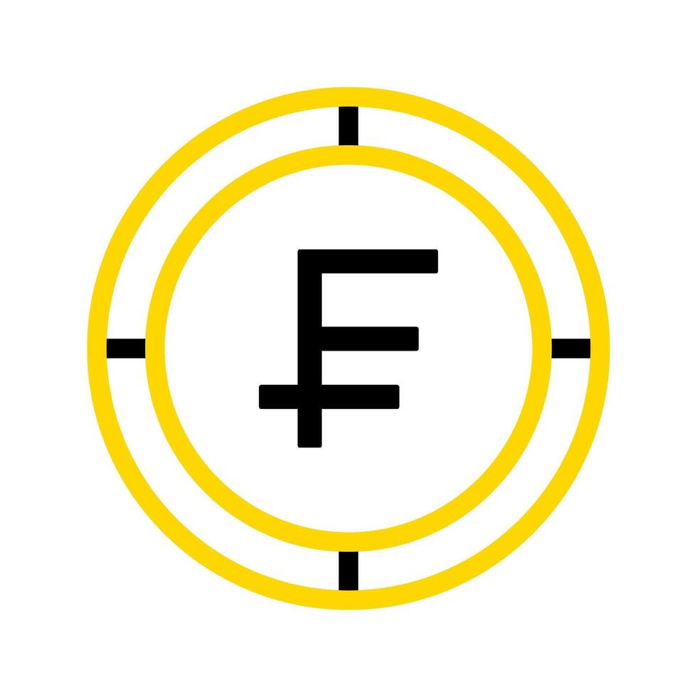 Swiss franc currency icon. financial coin symbol with modern color outline style. editable stroke illustration. vector