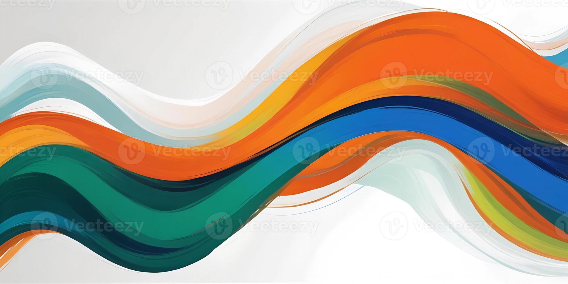 Abstract wave background with orange, blue and green colors photo