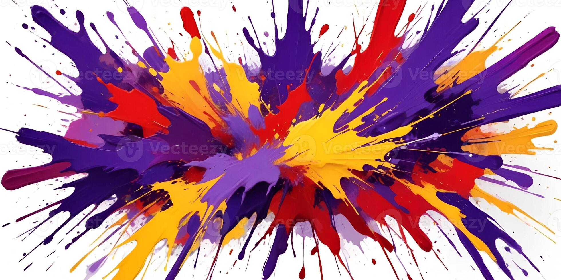 Colorful paint splatter on a white background photo