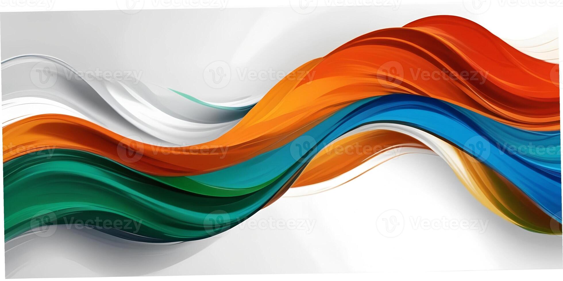 Abstract Colorful Wave Design with Indian Tricolor Theme in Vibrant Flowing Lines photo