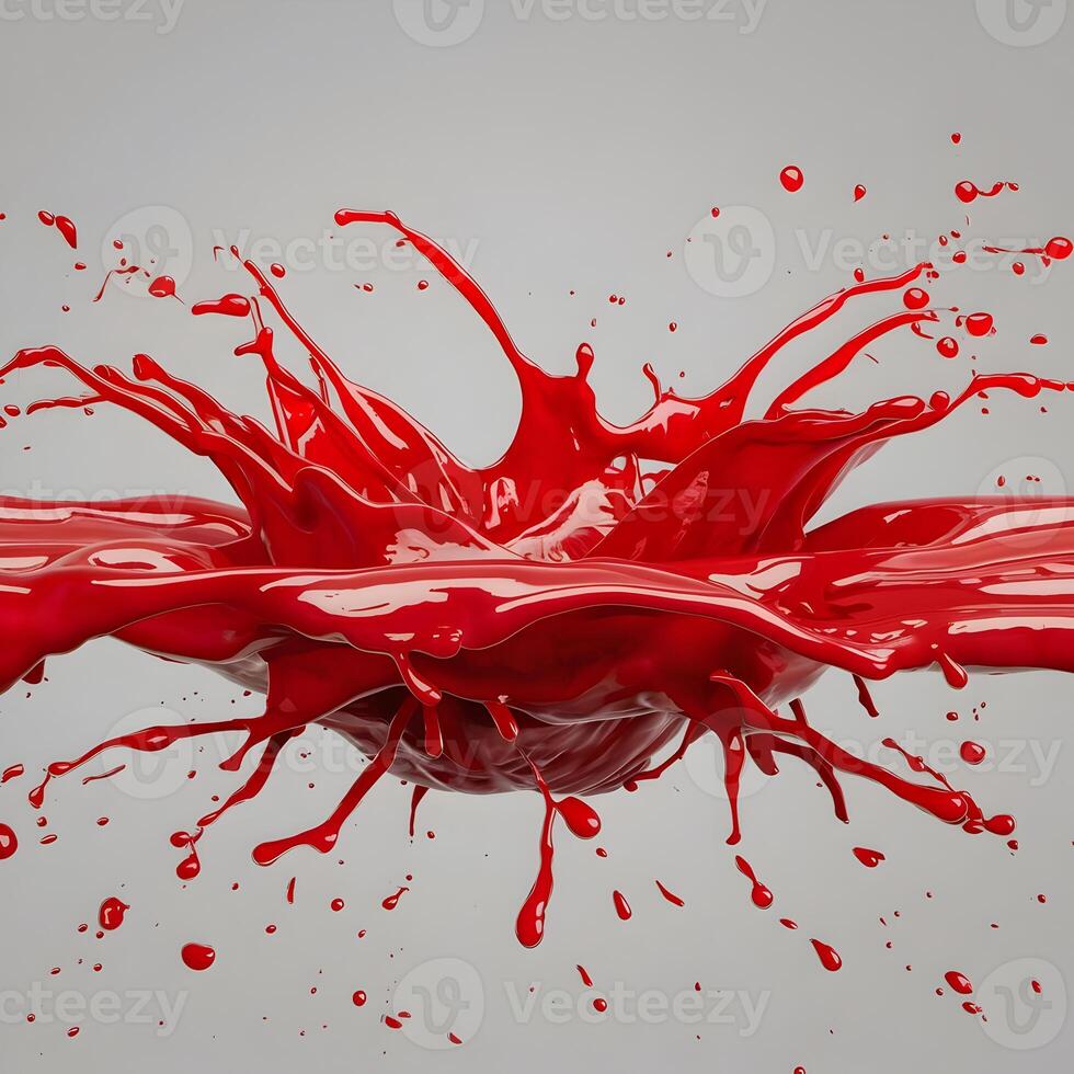 Red liquid splashing on a white background photo