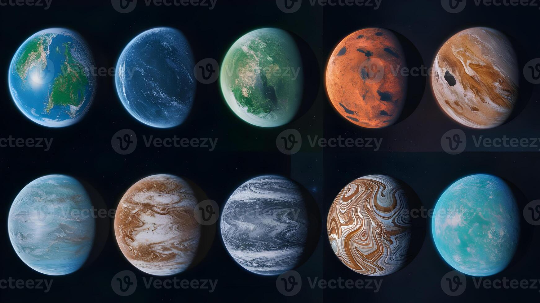 The planets in different colors and sizes photo