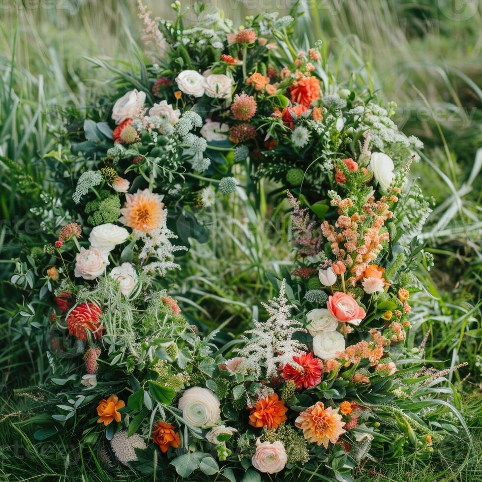 oval flower arrangement flora bouquet for wedding and decoration photo