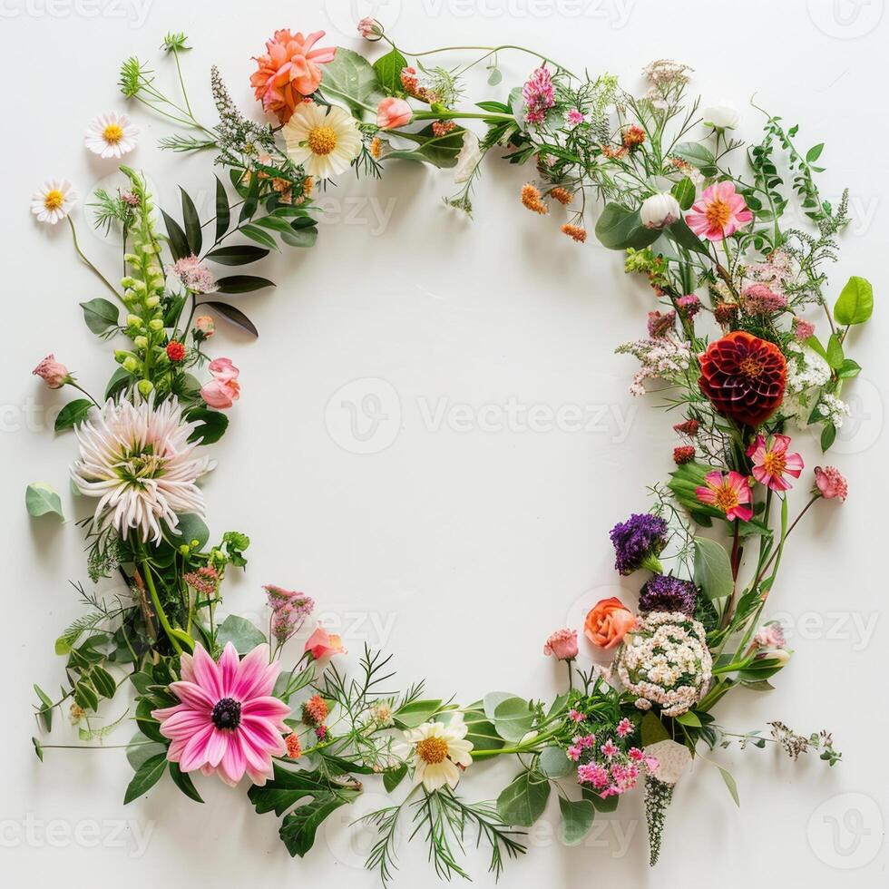 oval flower arrangement flora bouquet for wedding and decoration white background photo