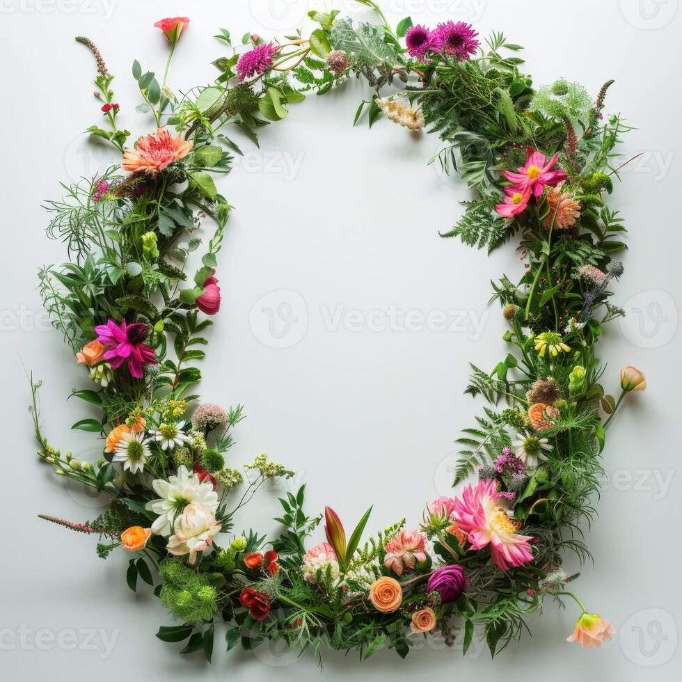 oval flower arrangement flora bouquet for wedding and decoration white background photo