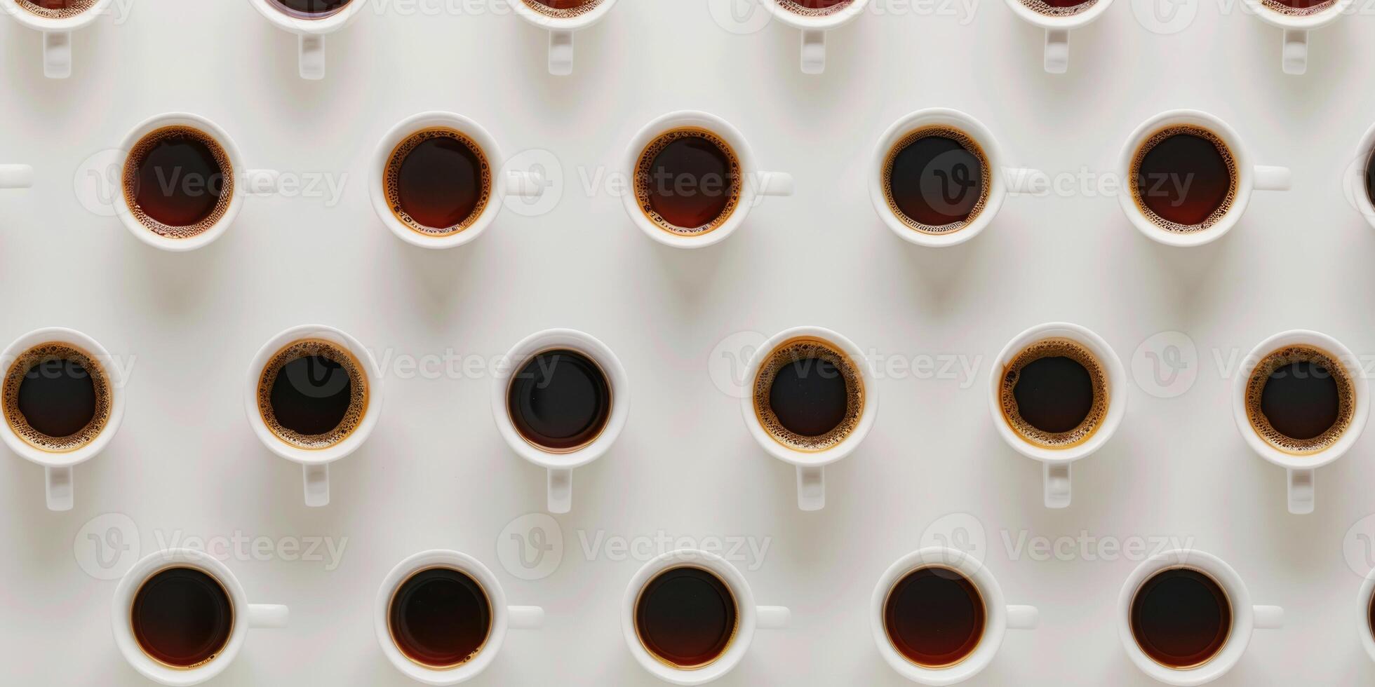 top view of coffee cups drinks design concept white background photo