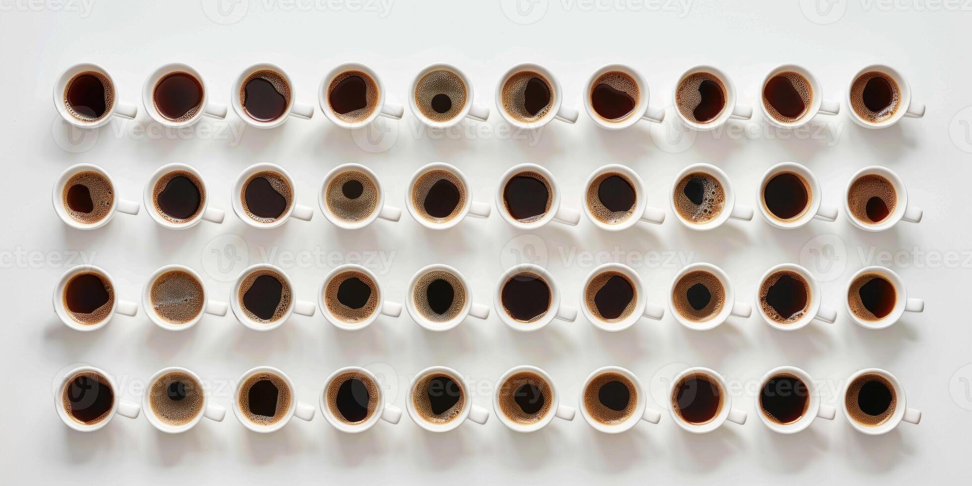 top view of coffee cups drinks design concept white background photo