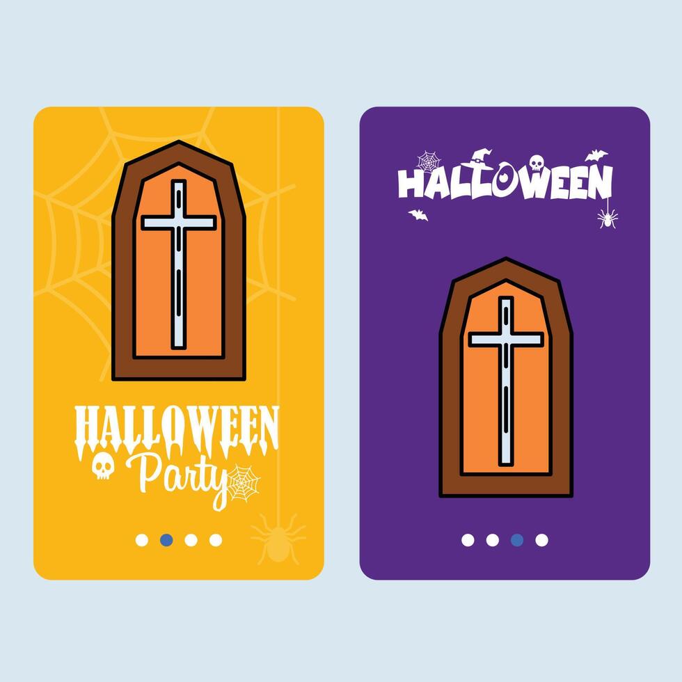 Happy Halloween invitation design with coffins element vector