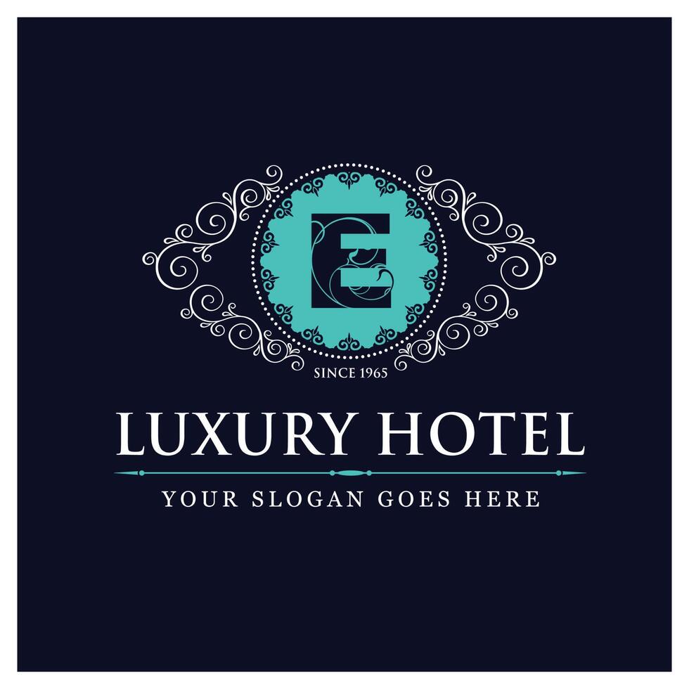 Luxury hotel design with logo and typography element vector