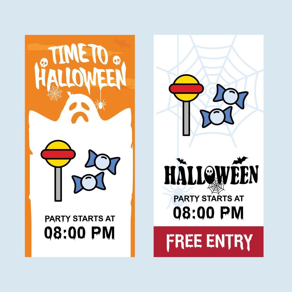 Happy Halloween invitation design with candy element vector