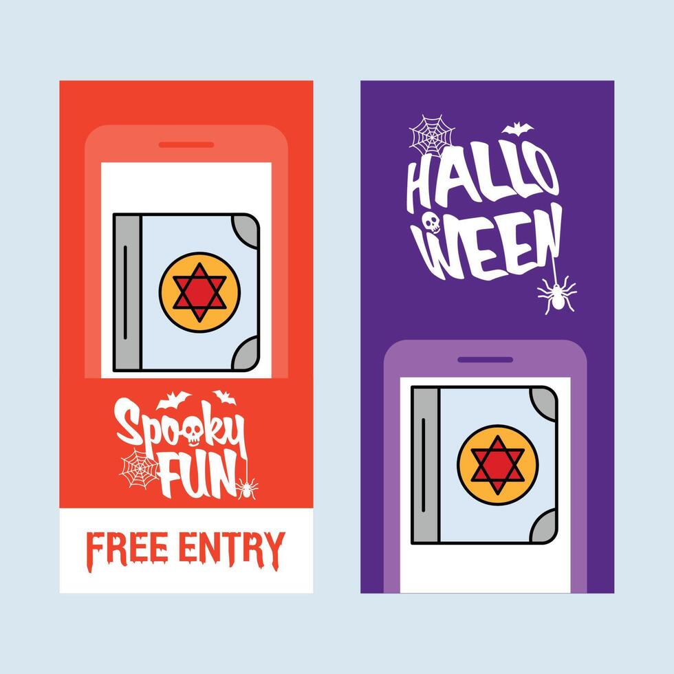 Happy Halloween invitation design with devil book element vector