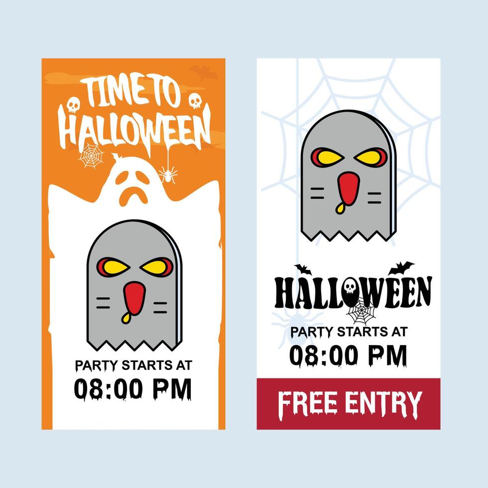 Happy Halloween invitation design with ghost element vector
