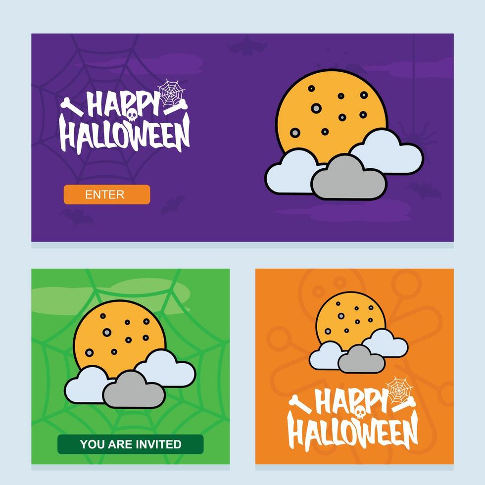 Happy Halloween invitation design with moon element vector