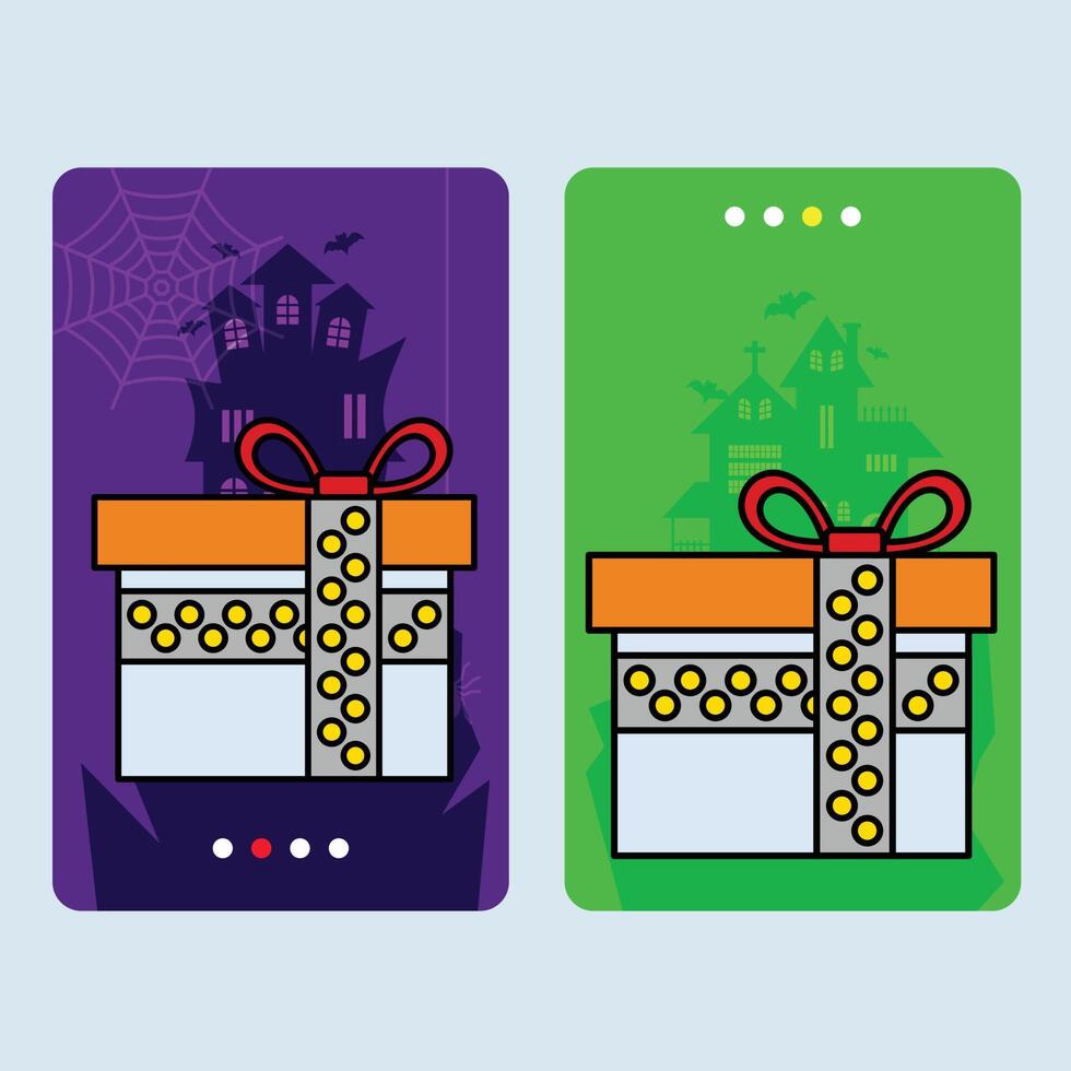Happy Halloween invitation design with giftbox element vector
