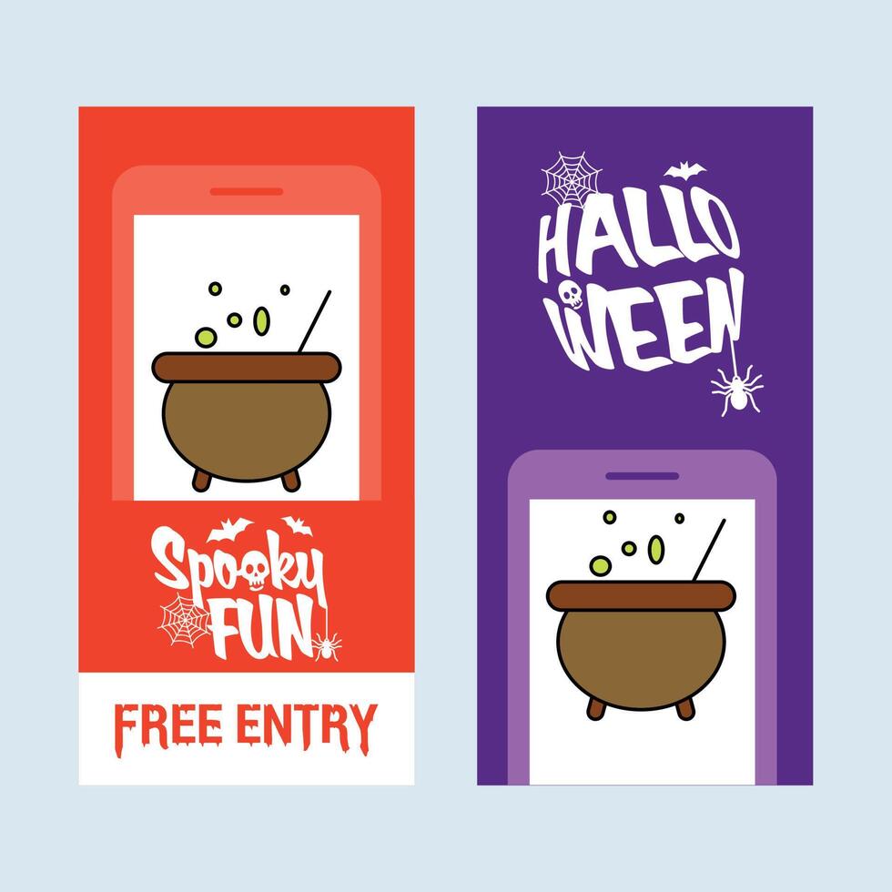 Happy Halloween invitation design with pot element vector