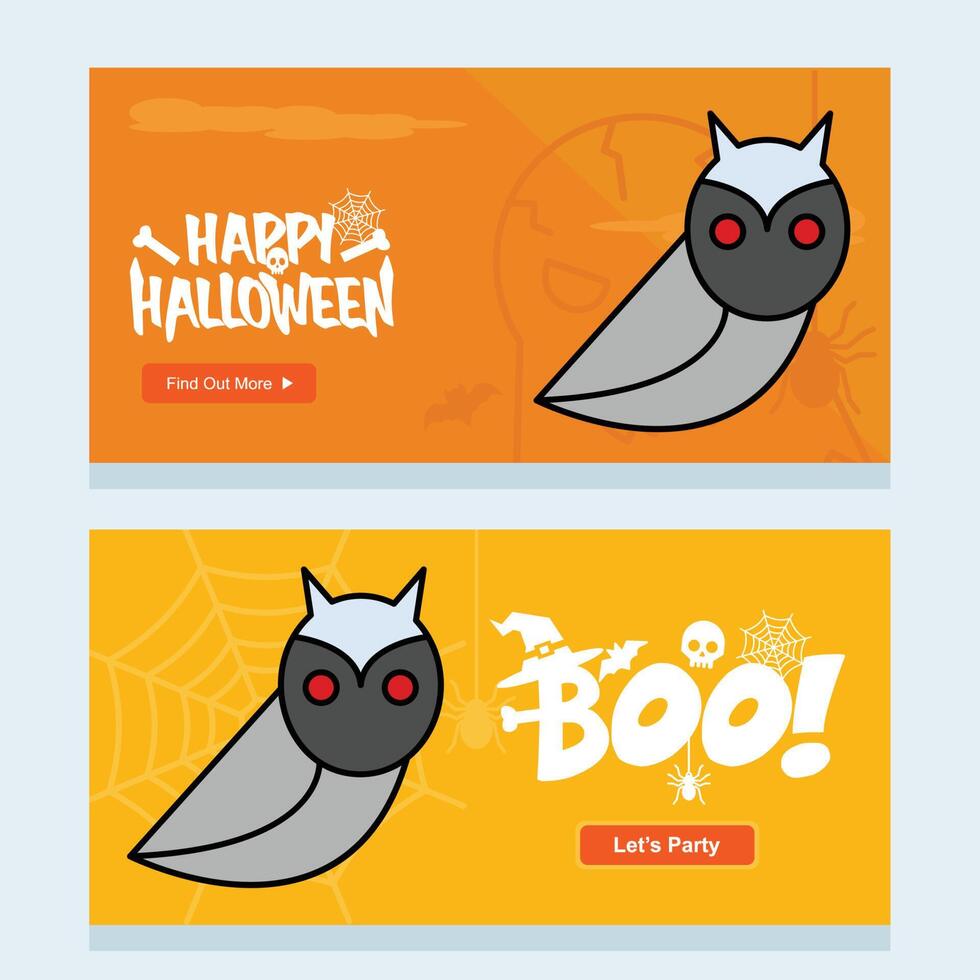 Happy Halloween invitation design with owl element vector