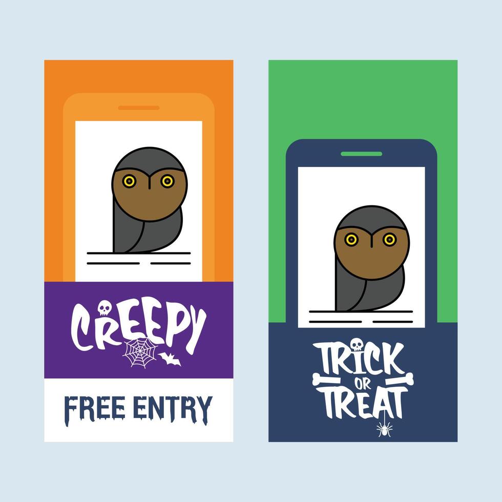 Happy Halloween invitation design with owl element vector