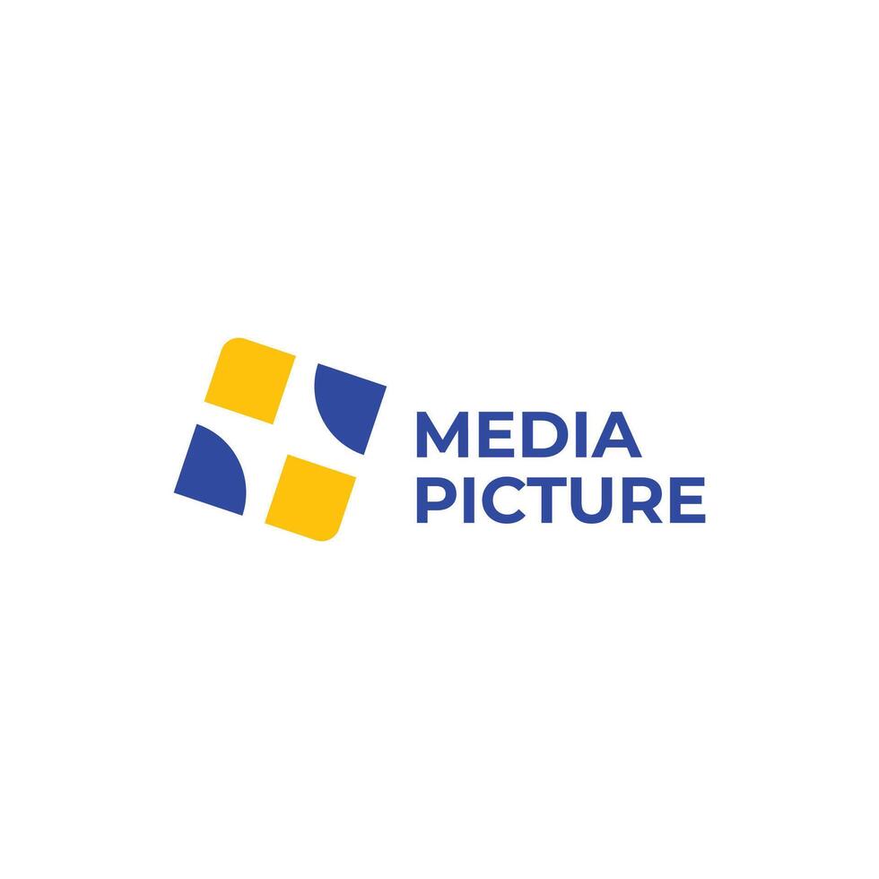 Creative Illustration Logo Design. Initial letter M negative space, geometric shape suitable for media logo. vector