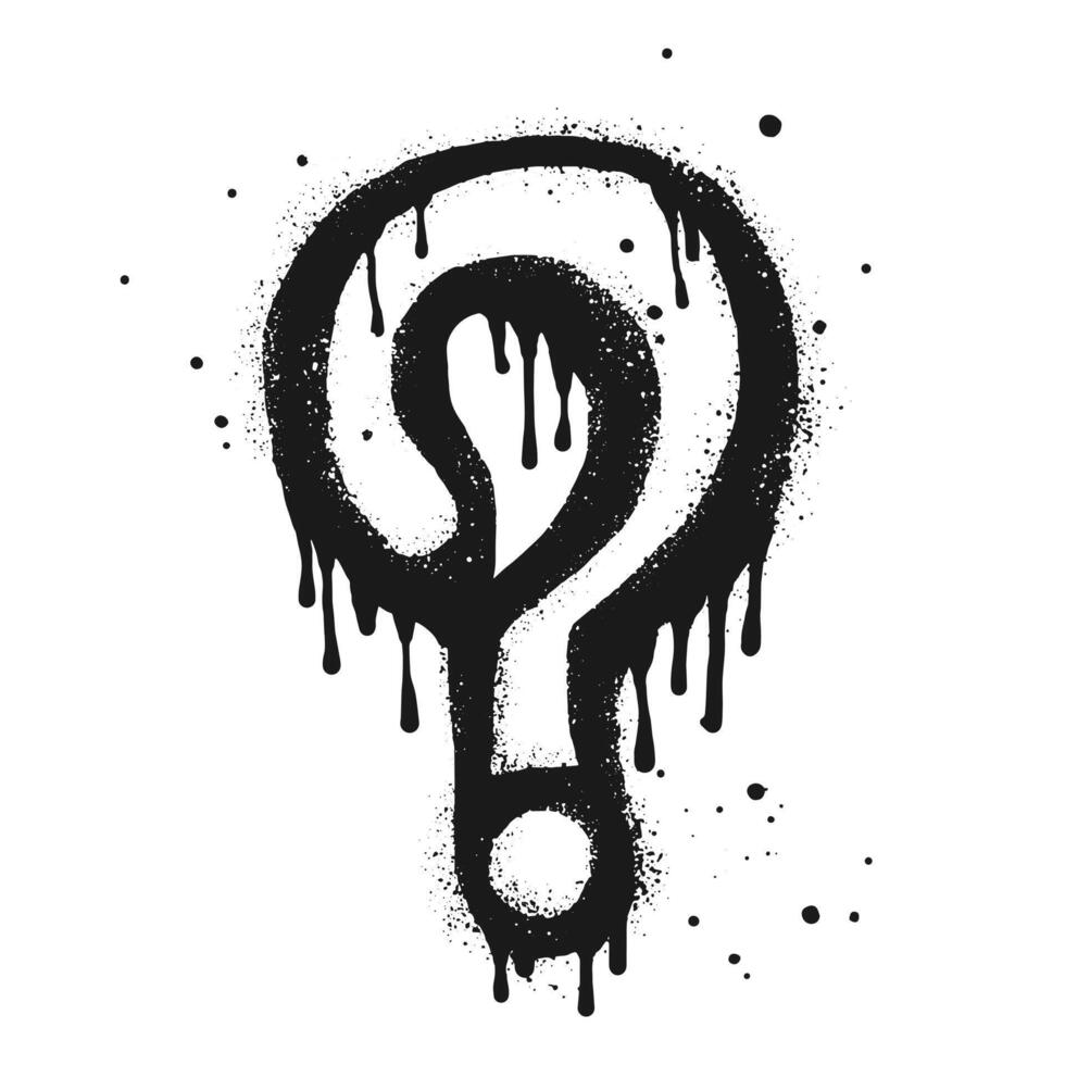 Spray painted graffiti question marks in black over white. question drip symbol. isolated on white background vector