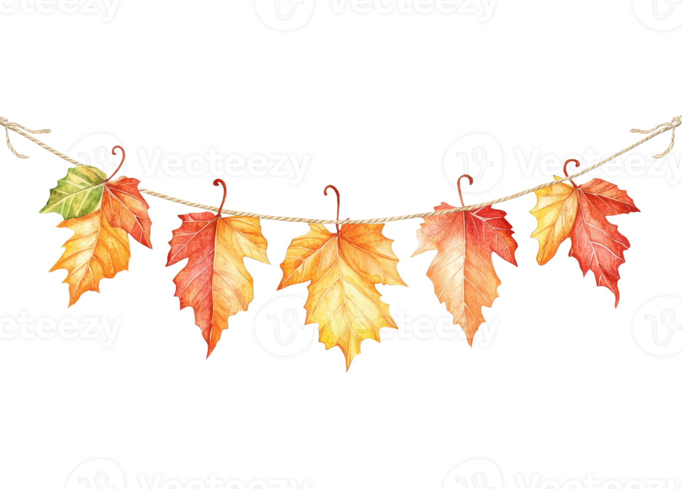 Beautiful Arrangement of Autumn Leaves on a String Garland png