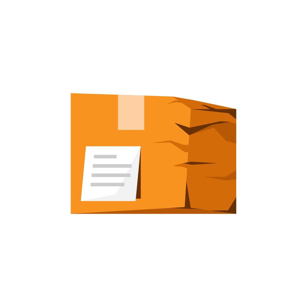 Damaged order package box due to poor shipping, broken parcel from bad delivery concept illustration flat design vector