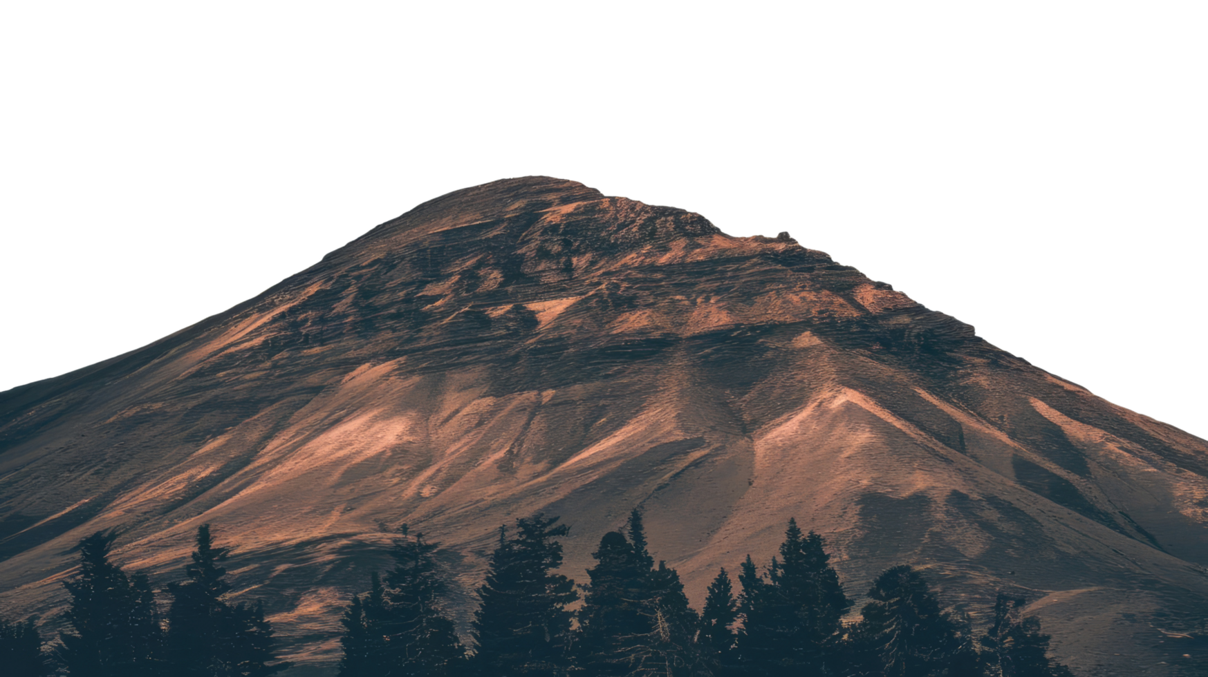 Mountain with trees and a dark sky png