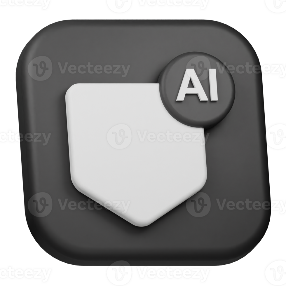 A black and white button with the word ai on it png