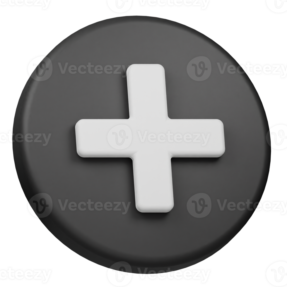 A white plus sign on a black button png