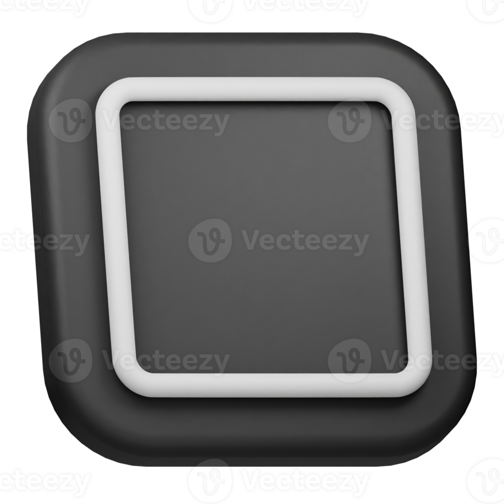 A black and white square button with a white border png