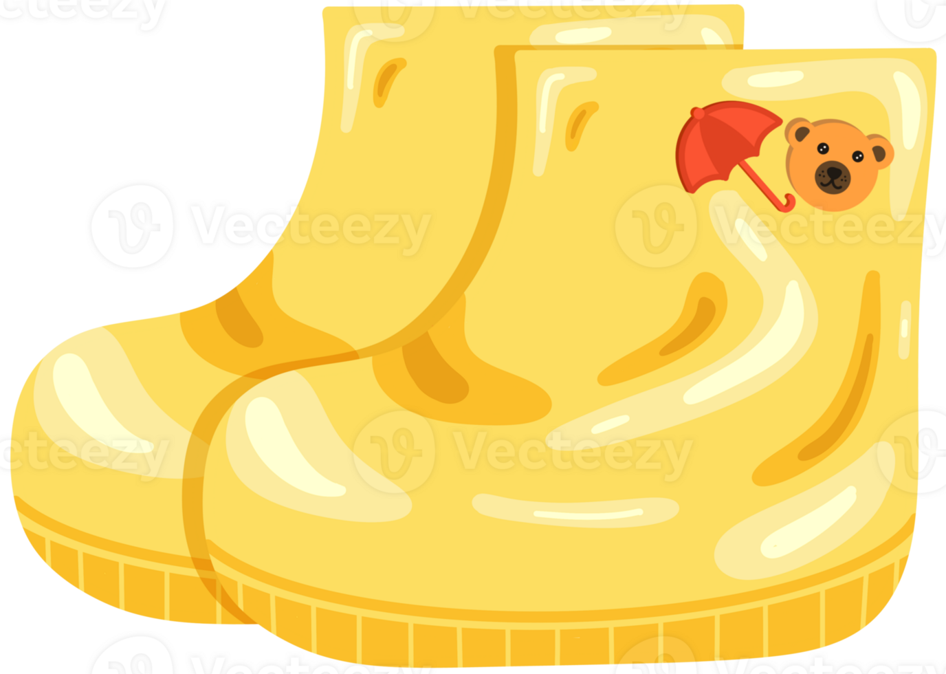 Yellow of rubber boots for raining png