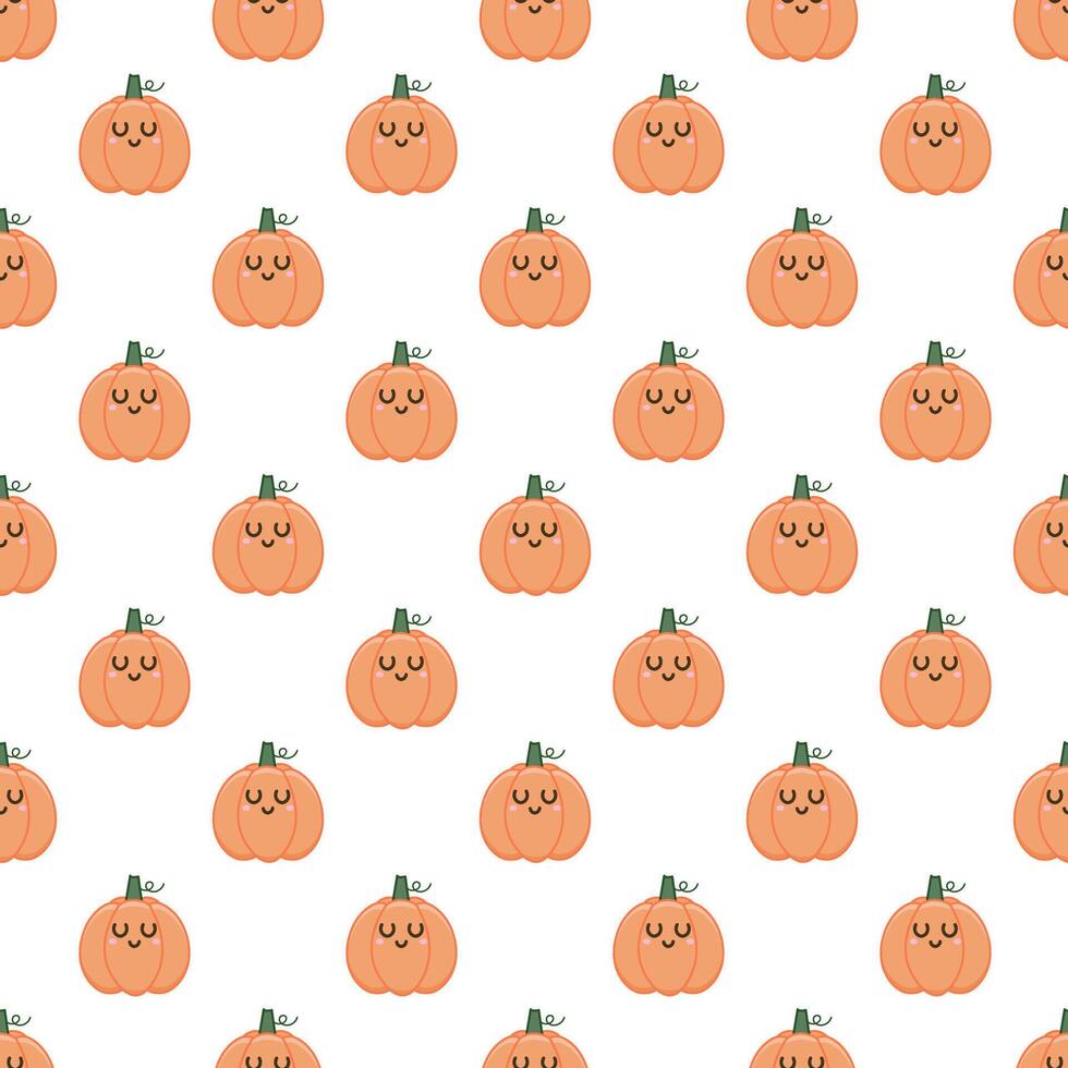 Seamless pattern with cute pumpkins on a white background vector