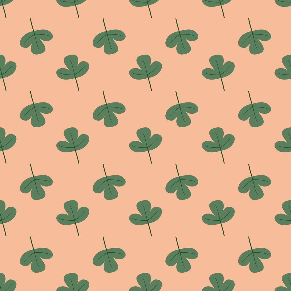 Seamless pattern with small leaves on a beige background vector