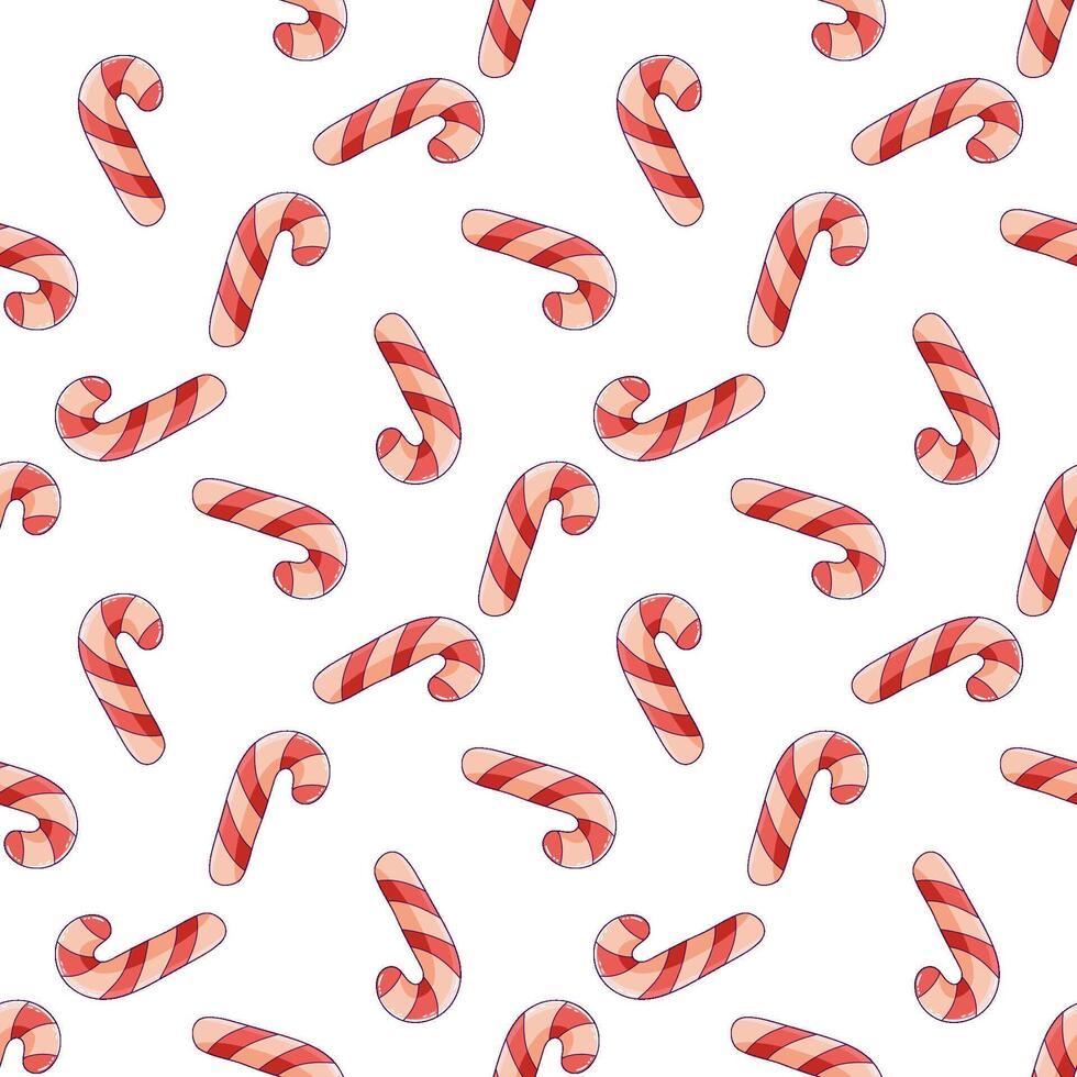 Seamless Christmas pattern with candy cane. Infinite texture vector