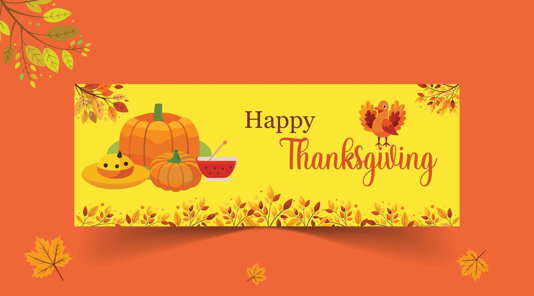 Happy thanksgiving social media banner template vector