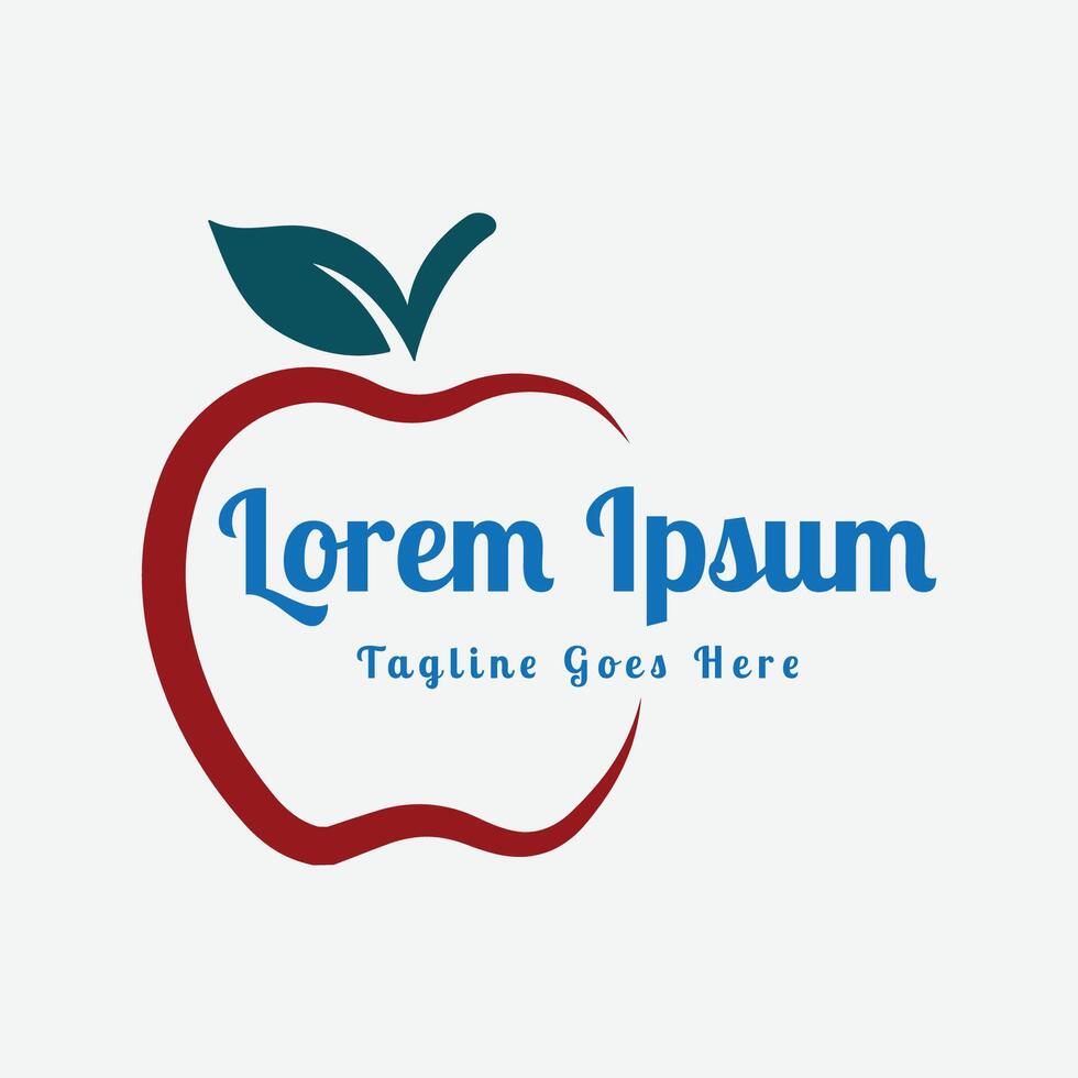 Simple Minimalist Apple Fruit Line Style Logo Design vector