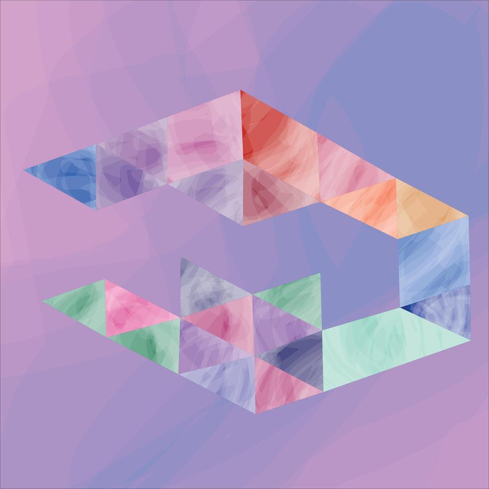 An illustration of a geometric pattern, Penrose triangles, with a translucent, crystalline texture vector